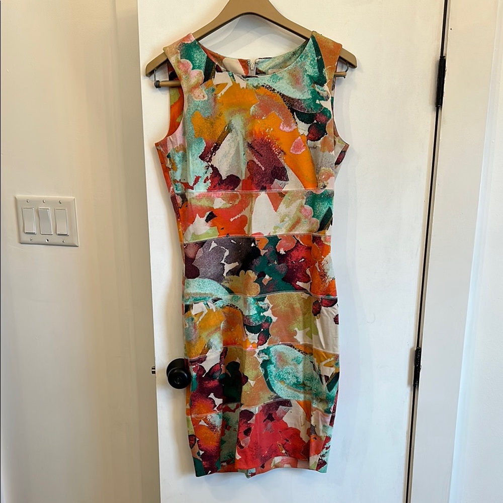 Calvin Klein Orange and Blue Scoop Dress